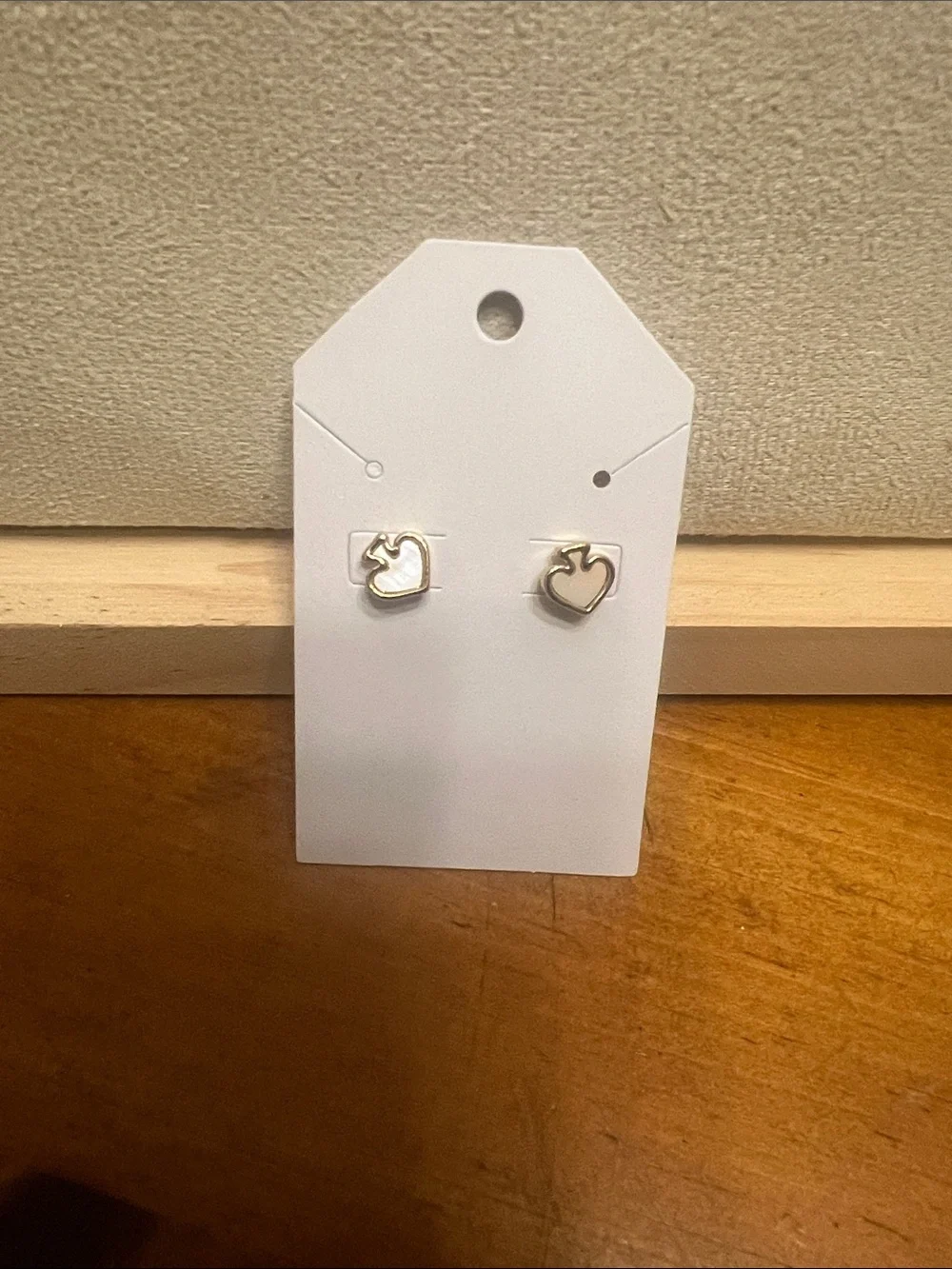 kate spade Silver Outline Heart Stud Earrings with White Enamel